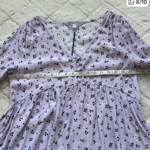 The Nines By Hatch | Lilac Purple Floral Crepe Maternity Blouse | Size Small